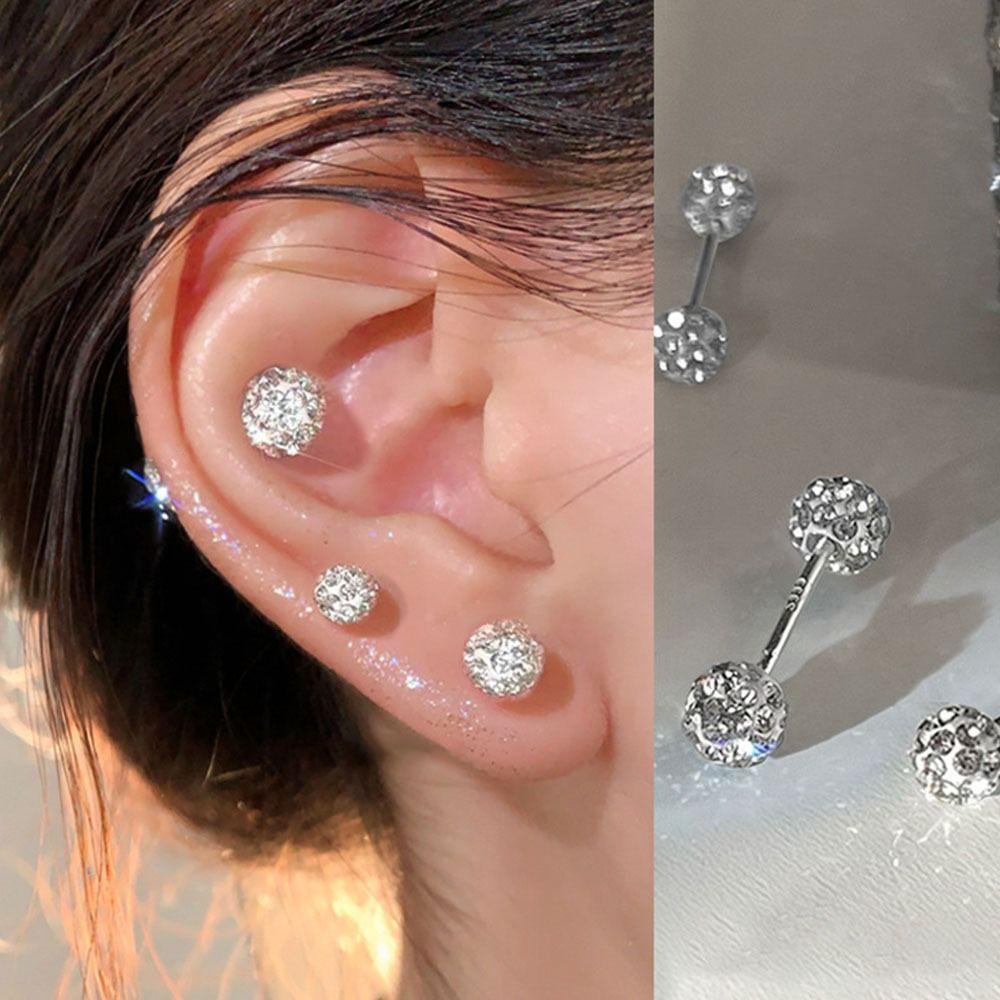 Mxbeauty Penuh Berlian Imitasi Stud Earrings Harian Kepribadian Manis Wanita Perhiasan Fashion Desain Alis Kuku Korea Earrings Pusar Kuku Tulang Telinga Kuku