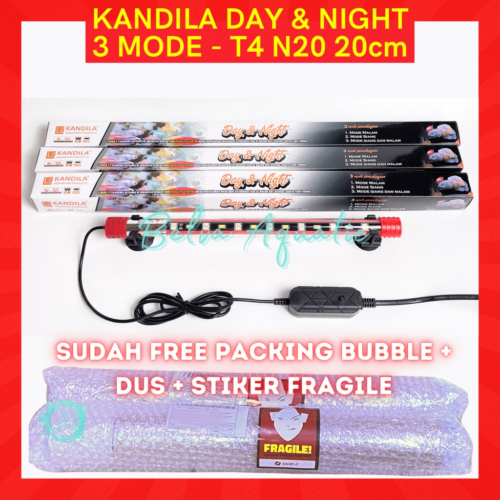 LED Celup T4 Ekonomis Kandila Day And Night View N-20 20cm 3 Mode Putih Kuning Biru Lampu Aquarium Kolam Ikan Louhan Koi Arwana Koki Discus Channa Arowana Lohan Chana White Yellow Blue KD N20