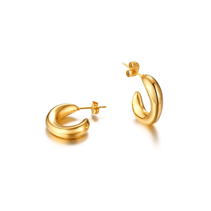 Anting Tusuk Setengah Hoop Emas Anti Karat Untuk Wanita Stud Half Open Earrings