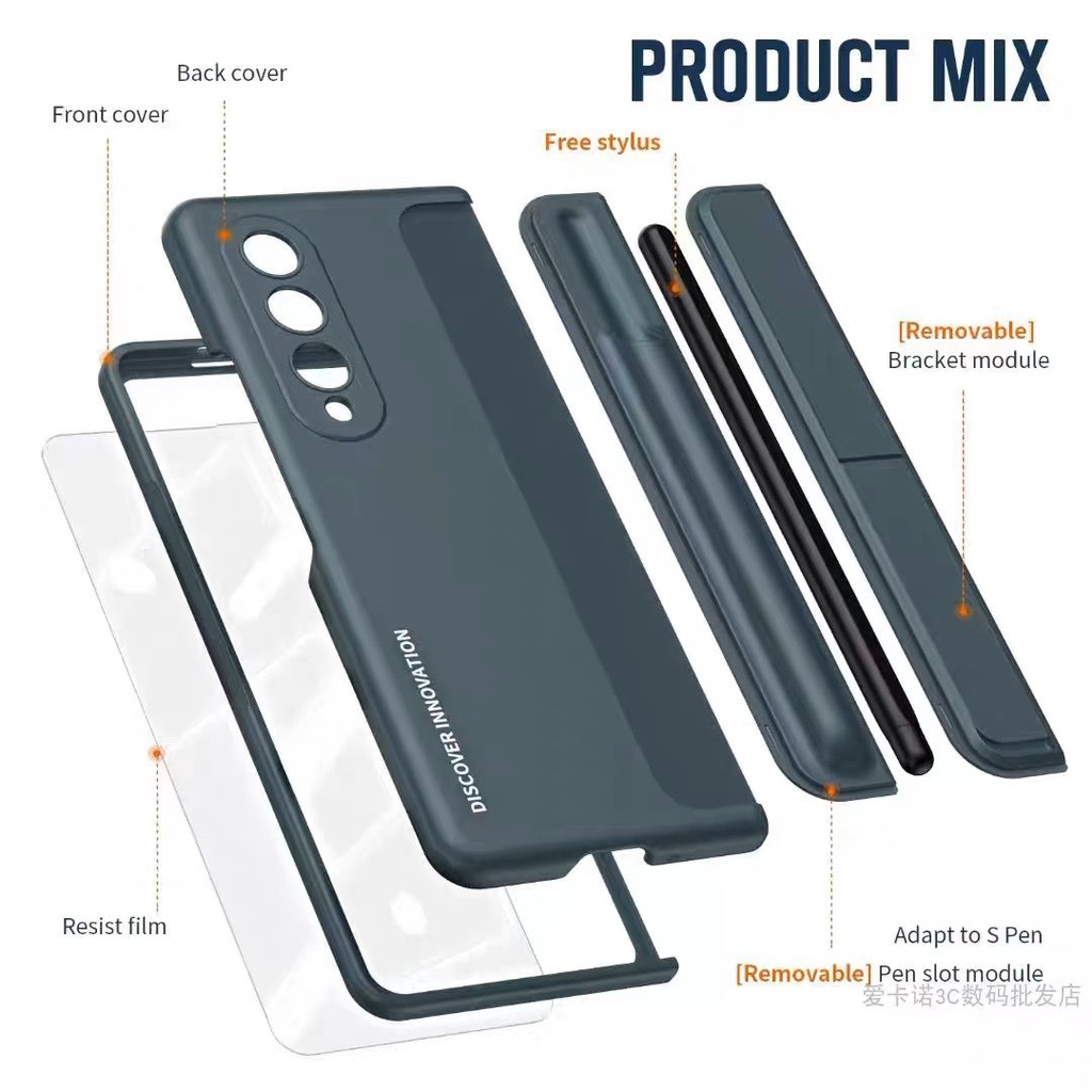 PREMIUM STANDING HARD CASE SAMSUNG GALAXY Z FOLD 4 5G FREE PEN + SLOT PEN + TEMPERED GLASS LAYAR + PROTECTOR CAMERA