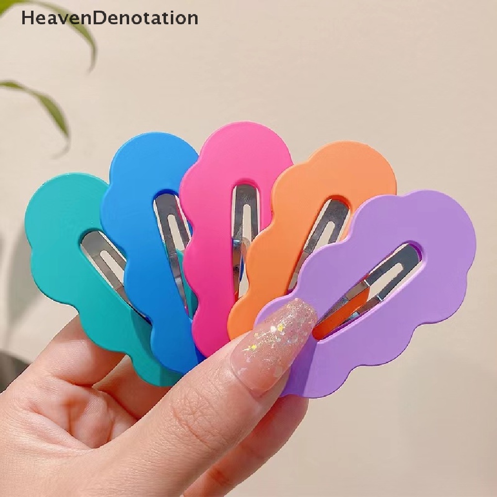 [HeavenDenotation] 5pcs Y2K Aksesoris Girly Lucu Permen Warna Gelombang Jepit Rambut BB Klip Manis Keren Kawaii Fashion Poni Klip Kpop Perhiasan Trendi Perempuan HDV