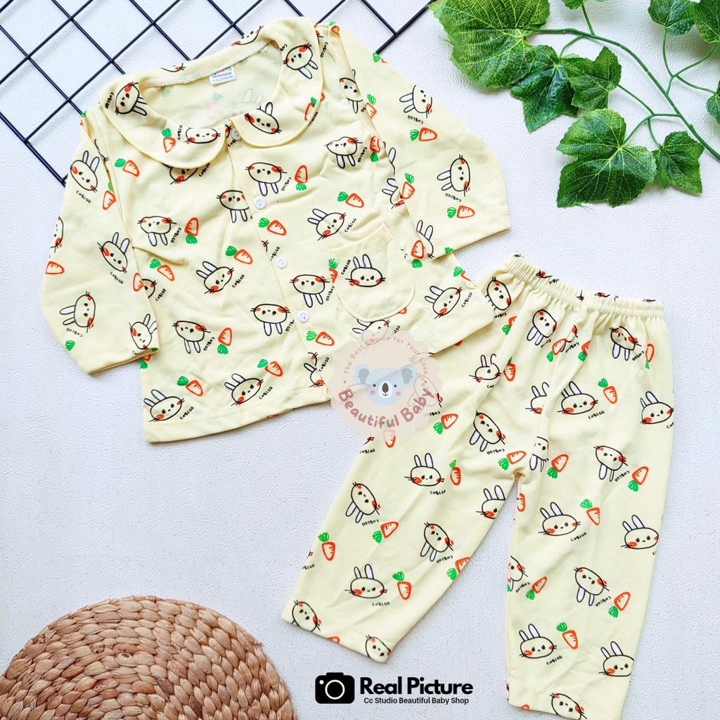 Setelan Piyama Baju Bayi Perempuan 3-18 Bulan Lengan Panjang Celana Panjang Motif Wortel / Baju Bayi Perempuan Syifana / Baby.ou