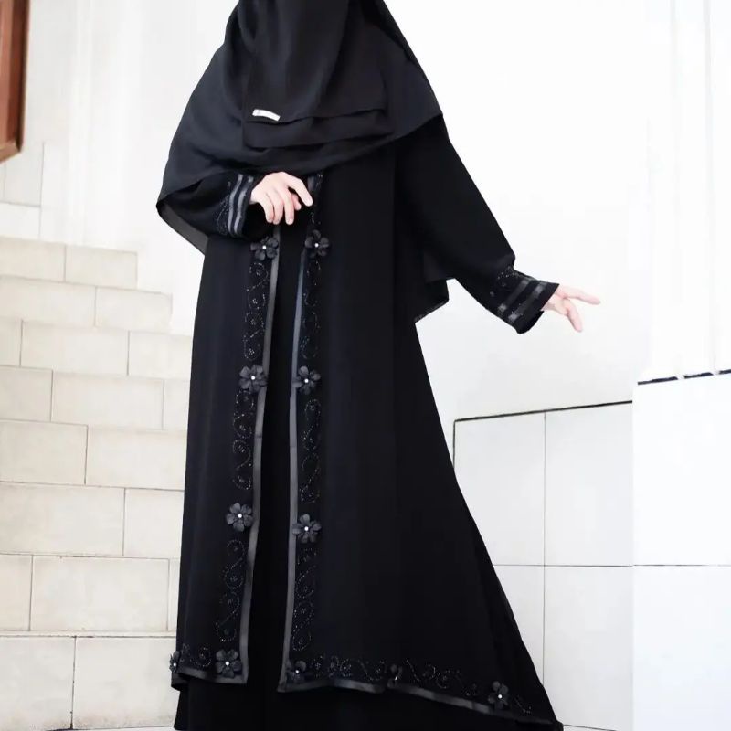 Abaya zehra , Bahan jetblack mix Sifon