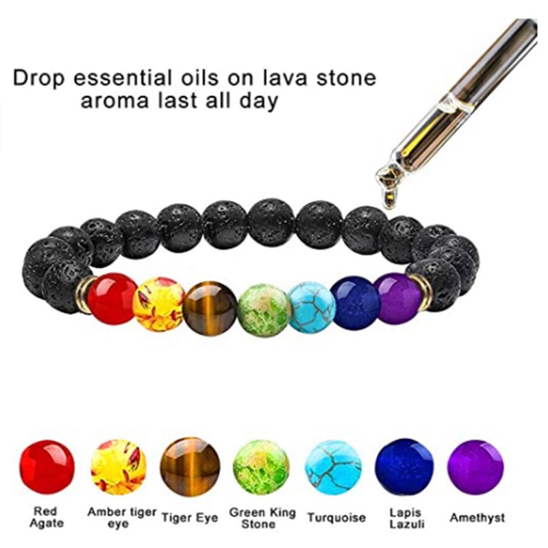 Buddha Bless Menurunkan Berat Badan Chakra Gelang Black Lava Healing Balance Beads Reiki Prayer Gelang Batu Alam Untuk Wanita