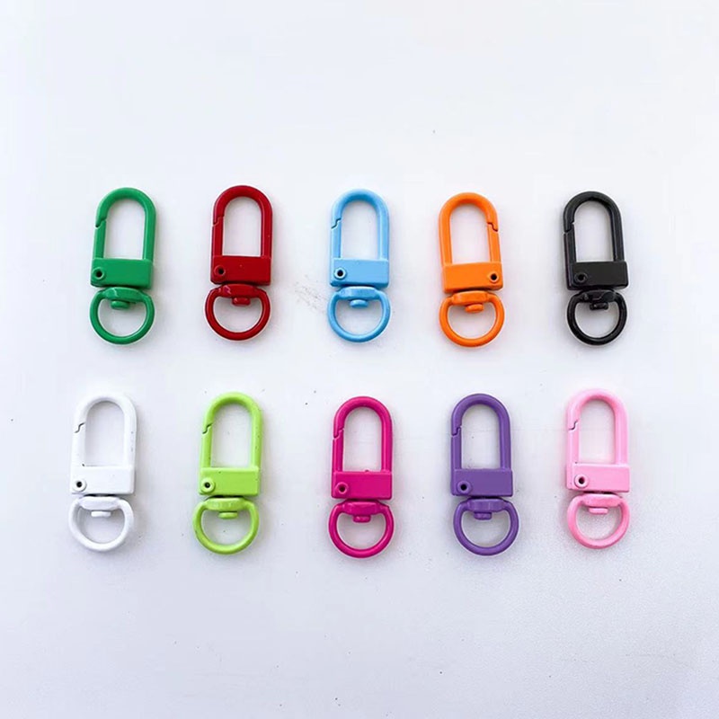 10pcs Warna Rantai Lobster Logam Kait Gantungan Kunci Putar Warna Gantungan Kunci Untuk Membuat Perhiasan DIY Key Chain Accessories