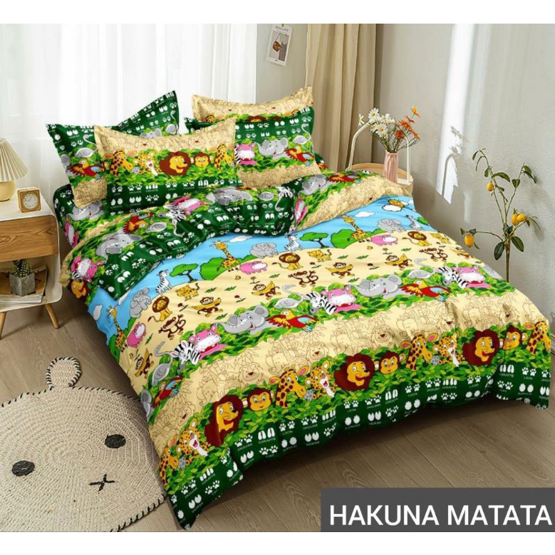 Bedcover + Sprei Set Motif Binatang / Spongebob / Tayo / Keropi Lengkap 1 Set Selimut Bedcover & Spr