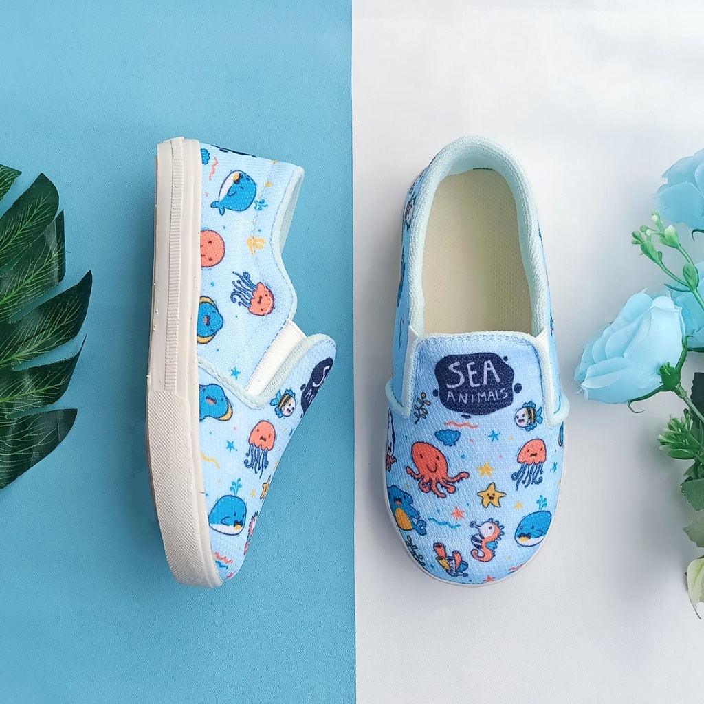 Sepatu Slip-On Anak Sea Animals Biru