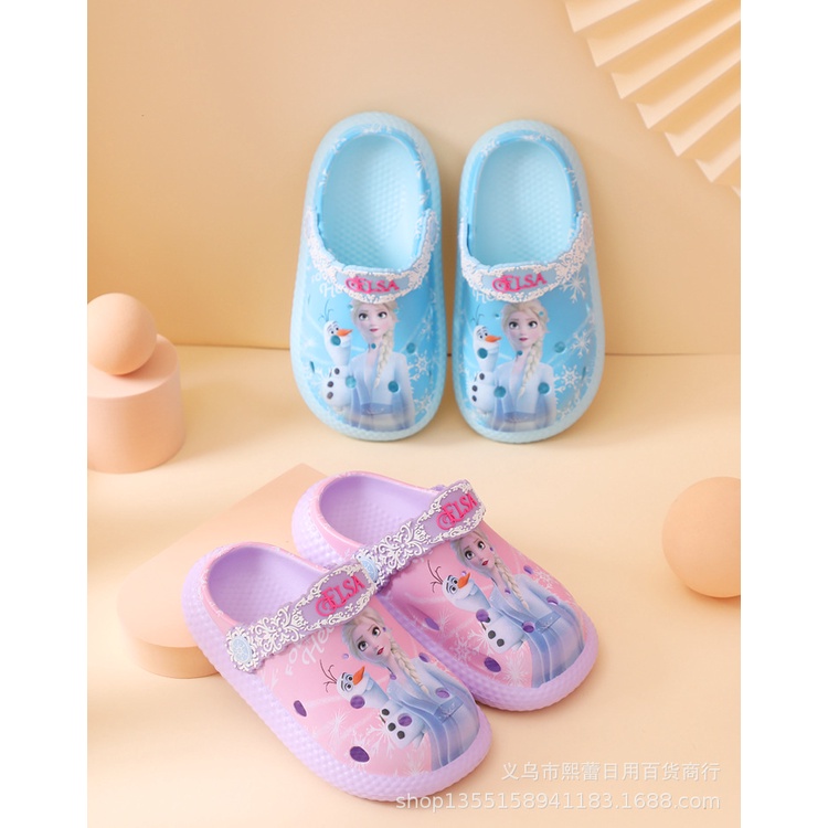 SANDAL ANAK PEREMPUAN SLOP CROCS FROZEN ELSA DISNEY ANTI-SLIP 22042