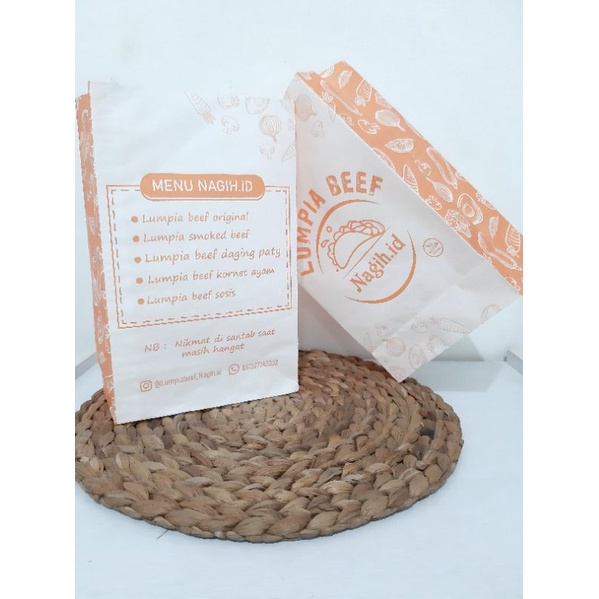 

kantong kertas,kantong makanan custom foodgrade ukuran 12,5x6x20cm