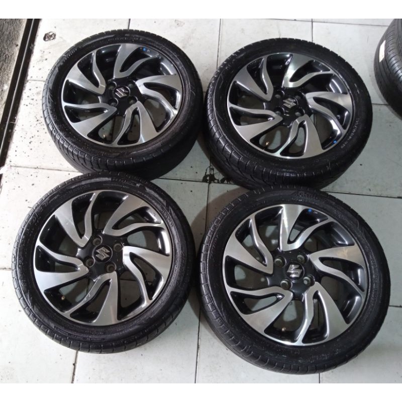 Velg Mobil Second OEM Suzuki New Baleno Ring 16 Pcd 4x100+Ban Achilles 195 50 R16 Buat Ignis Swift K