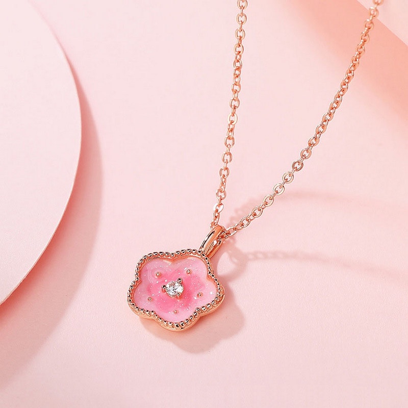 Peach Blossom Luck Pink Cherry Blossom Canggih Kalung COCOJEWELRY