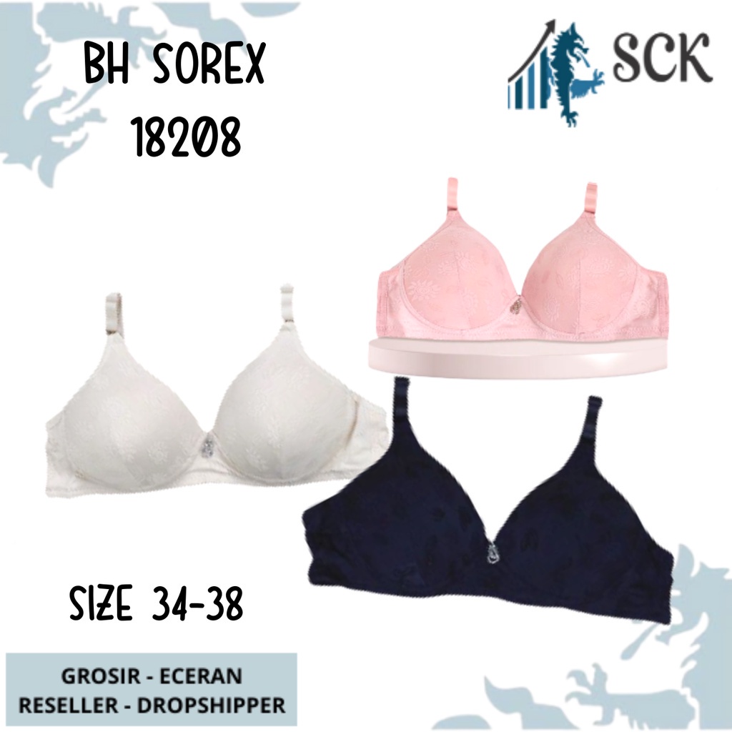 BH SOREX 18208 Tanpa Kawat Busa Tipis Motif Bunga / Pakaian Dalam Wanita - sckmenwear GROSIR