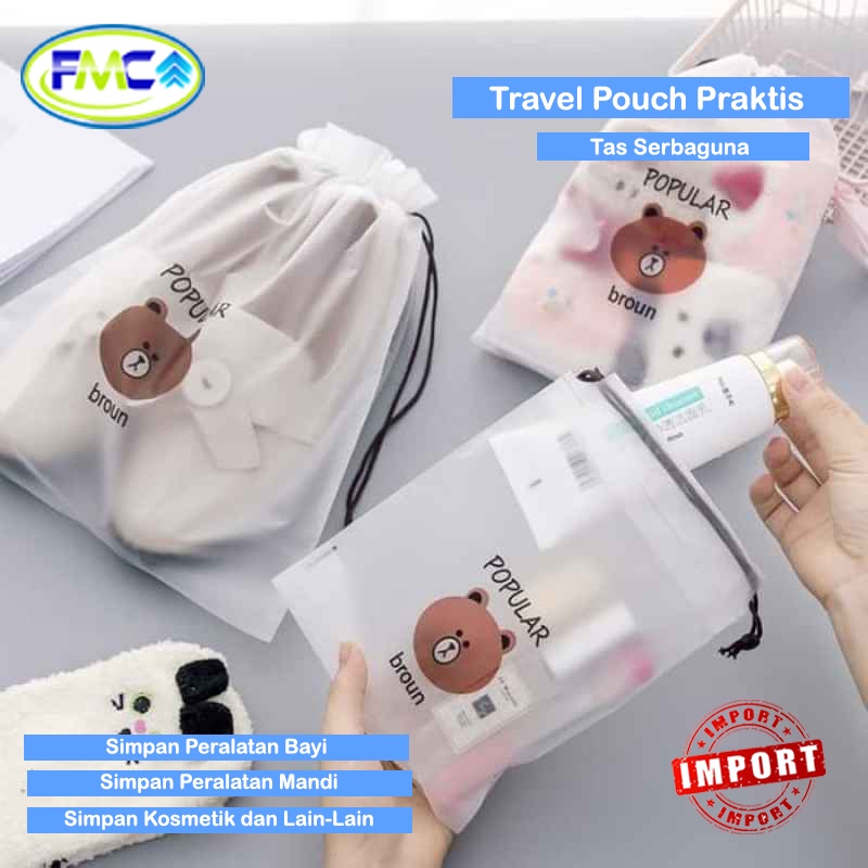 Pouch Kosmetik Tas Make Up Serut Travel Bag Transparan Tempat Organizer Aksesoris Sabun Sikat Gigi