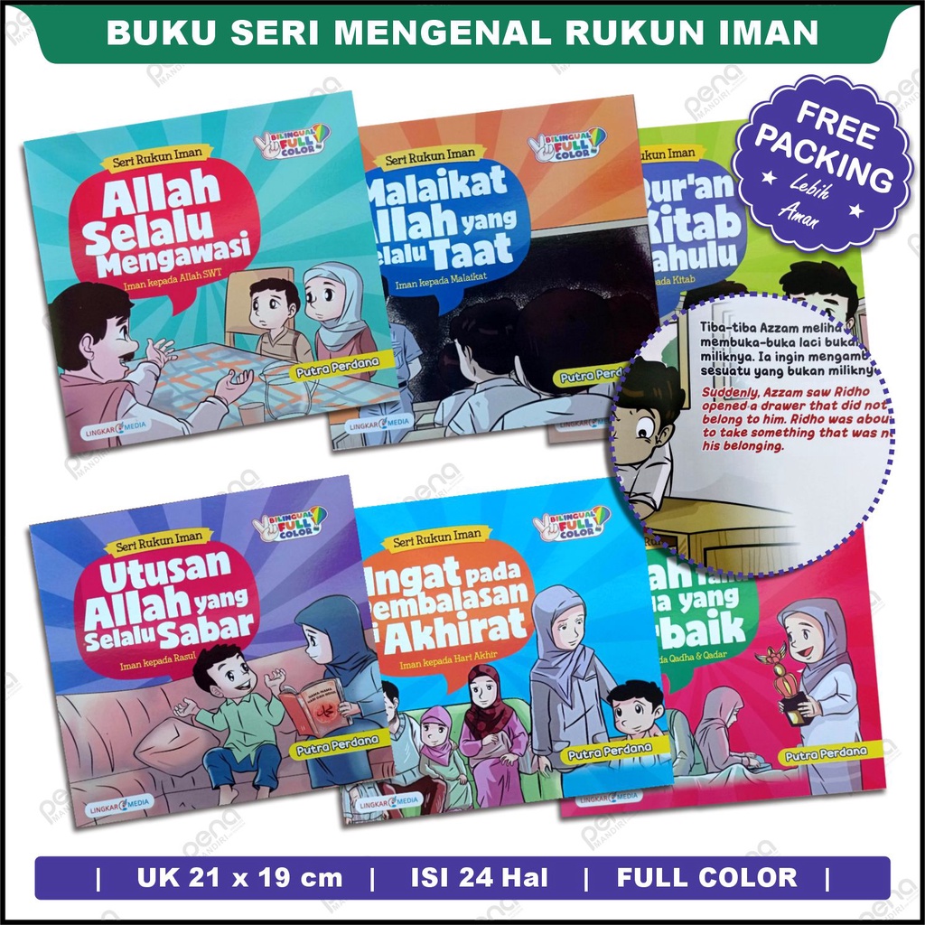 Paket Dongeng Anak Muslim Bergambar Seri Rukun Iman - Cerita Rukun Iman Anak Muslim Isi 6 Buku