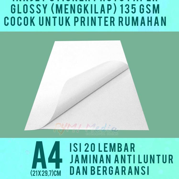 

Produk Trending INKJET STICKER Glossy A4 isi 20 / Kertas Stiker Foto Mengkilap 135gsm
