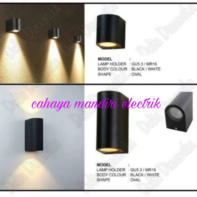lampu dinding minimalis outdoor fitting mr16 wall light oval satu arah - 1 arah
