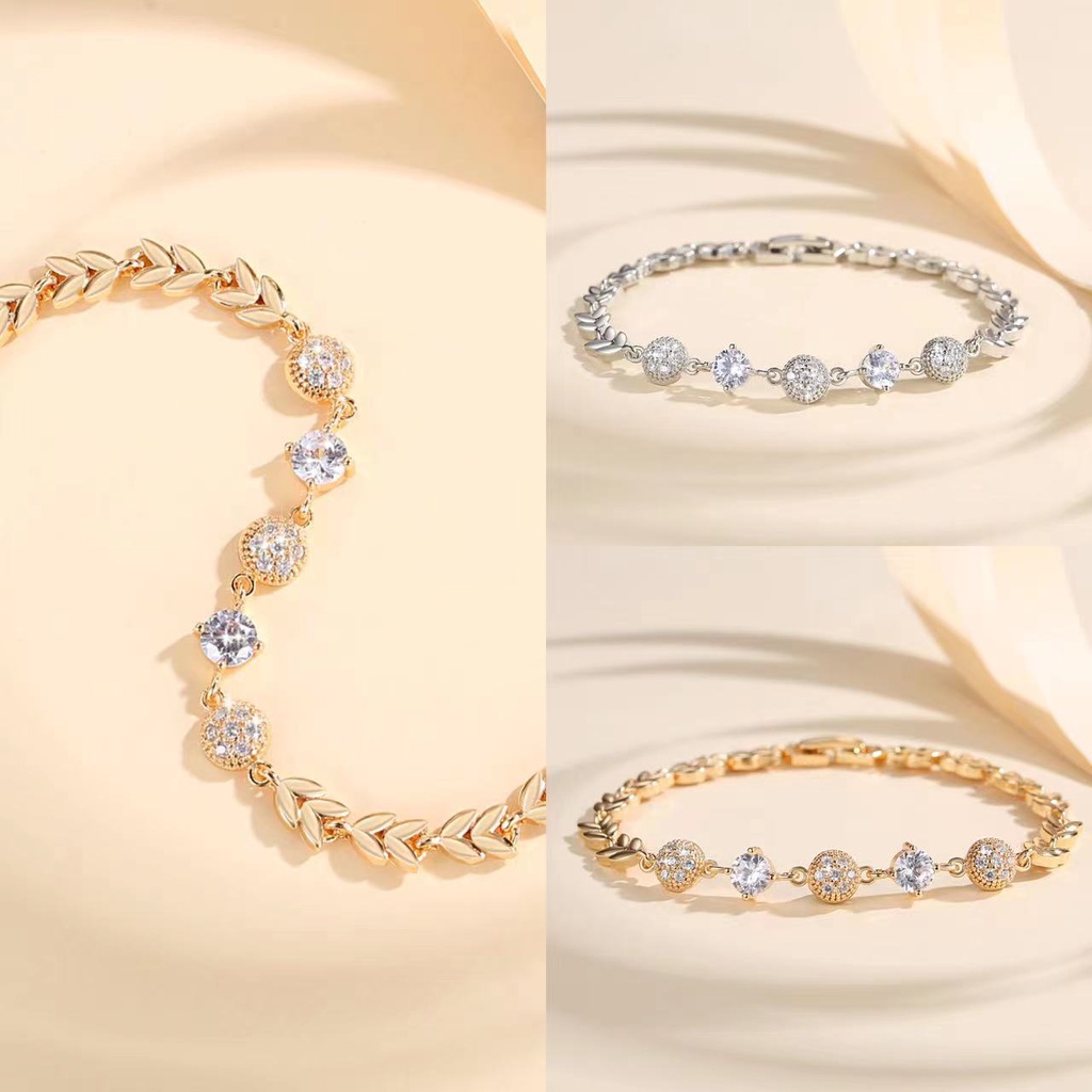 Y937 [COD✔] Gelang Titanium Berlian Berkilau Mewah Wanita Premium Lapis Emas/Perak Tdk Luntur Untuk Wanita Perhiasan