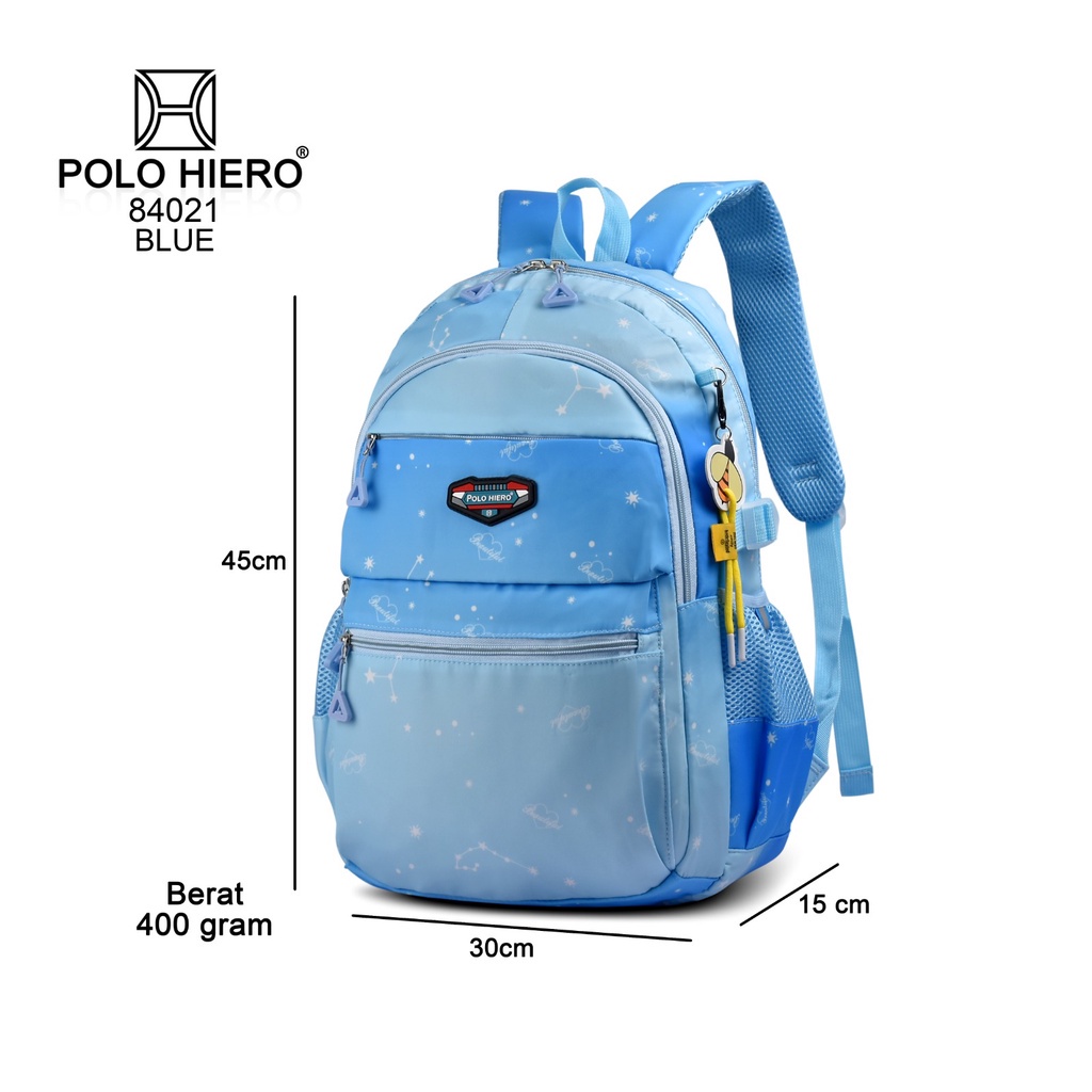 Tas Polo Hiero 84021 Tas Sekolah Wanita Ransel Anak Fashion Pelangi