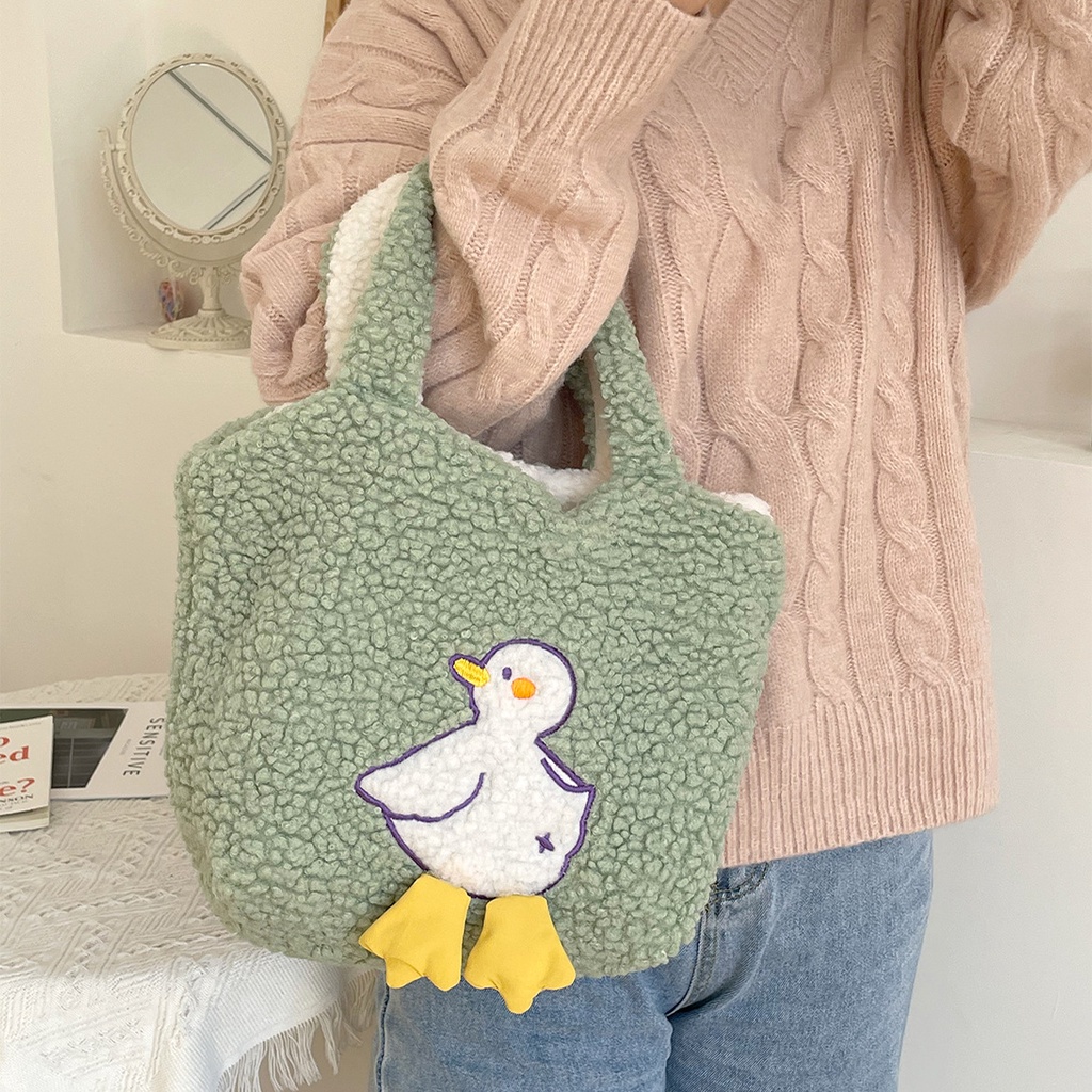 CUTE DUCK PLUSH HANDBAG BISA BOLAK BALIK DOUBLE SIDE