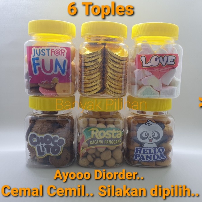 

(COD) Paket Parcel Lebaran Anak 6Toples - Parcel Coklat Yupi - Parcel Toples - 6Toples