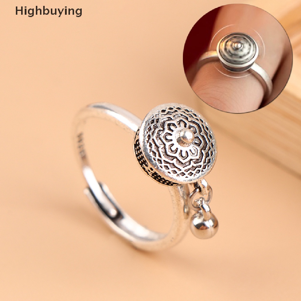 Hbid Buddhist Doa Tibet Roda Cincin Keberuntungan Cakra Cincin Lotus Bunga Cincin Terbuka Adjustable Rotag Rings Hadiah Glory