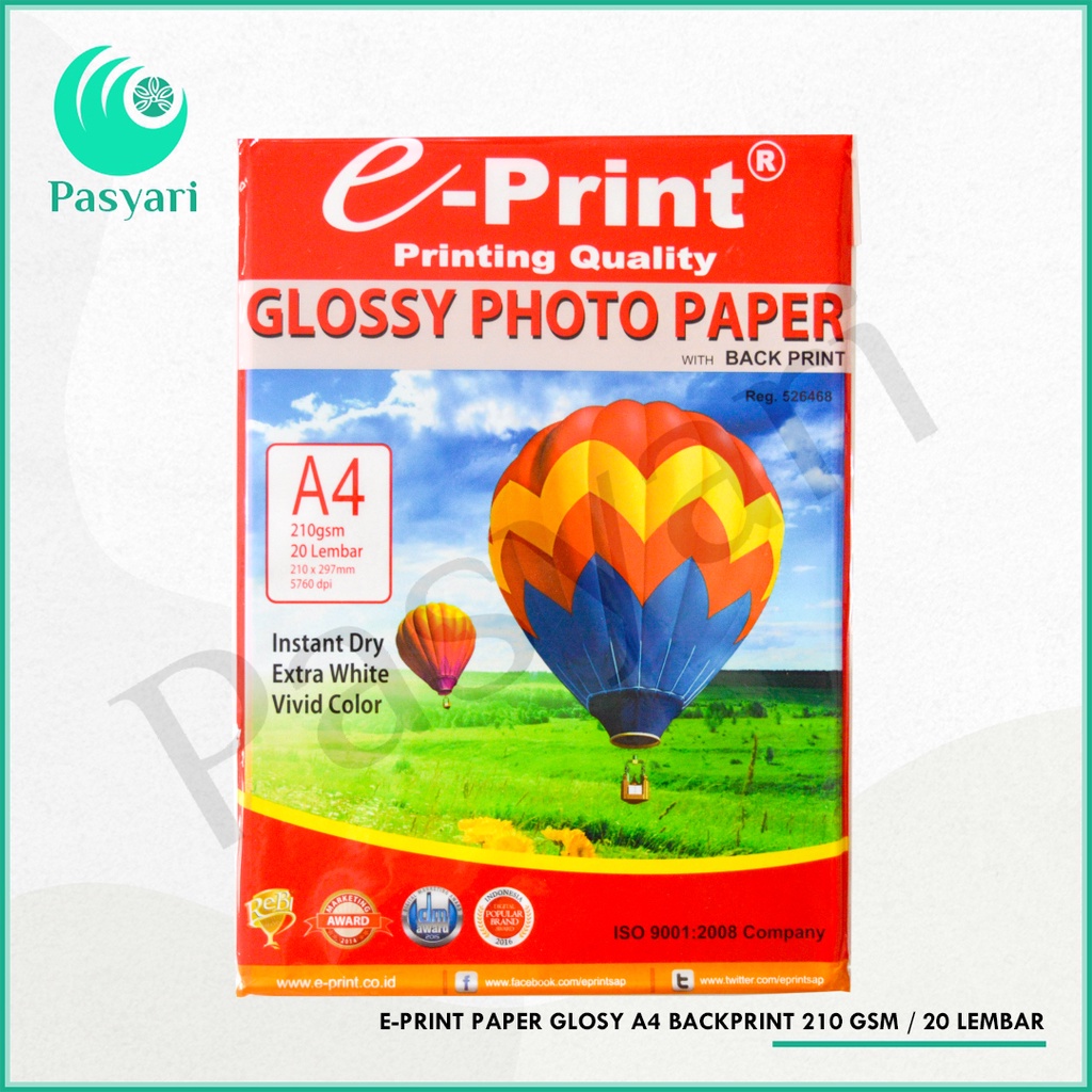 

E-Print Paper Glosy A4 Backprint 210 Gsm / 20 Lembar