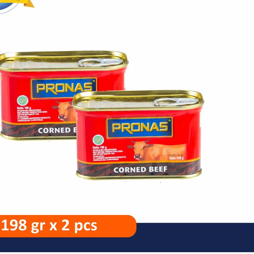 

✥ Pronas Kornet Sapi Regular 198 g dalam kemasan Kaleng EOE bundling 2 pcs ❋