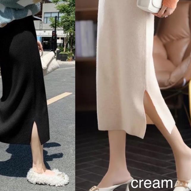 ✬ Slit midi skirt / rok midi rajut ◊