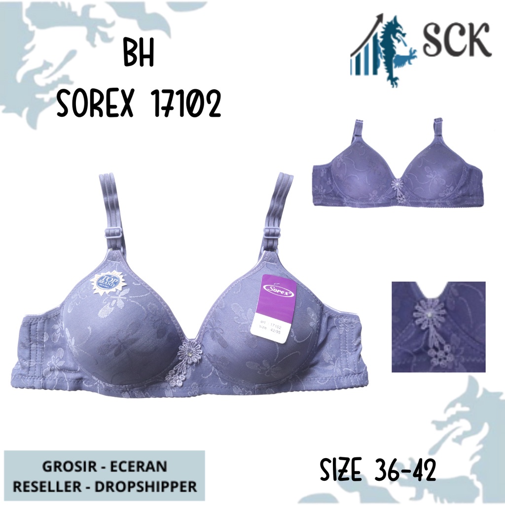 BH SOREX 17102 Tanpa Kawat Busa Tipis Motif Bunga / Pakaian Dalam Wanita - sckmenwear GROSIR