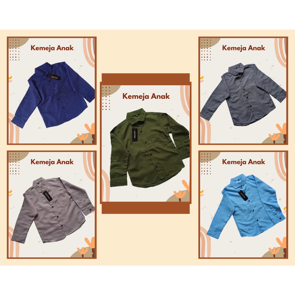 Kemeja Anak Laki Laki Lengan Panjang Polos Bahan Adem