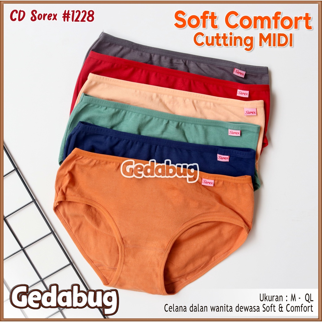 CD Wanita Sorex 1228 Cutting Midi | Celana dalam wanita dewasa Super Soft Simpel &amp; Elegant | Gedabug