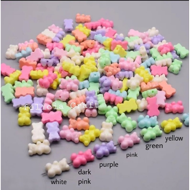 Manik mote gummy bear pastel [10 pcs mix warna]