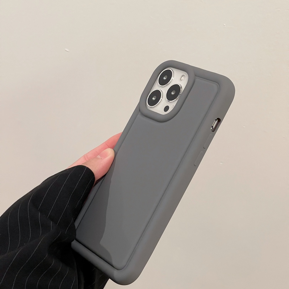 Casing Silikon Cair Abu-Abu Untuk Iphone14Plus14 Pro Max13 12 11 Pro MAX Lembut Airbag Shockproof Casing iPhone XS MAX XR Cover