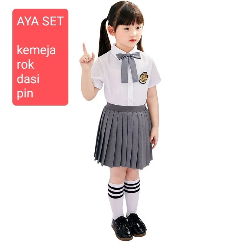 AYA SET BAJU SETELAN ANAK CEWEK SERAGAM SEKOLAH ALA JEPANG KOREA UNIFORM COSPLAY IMPORT