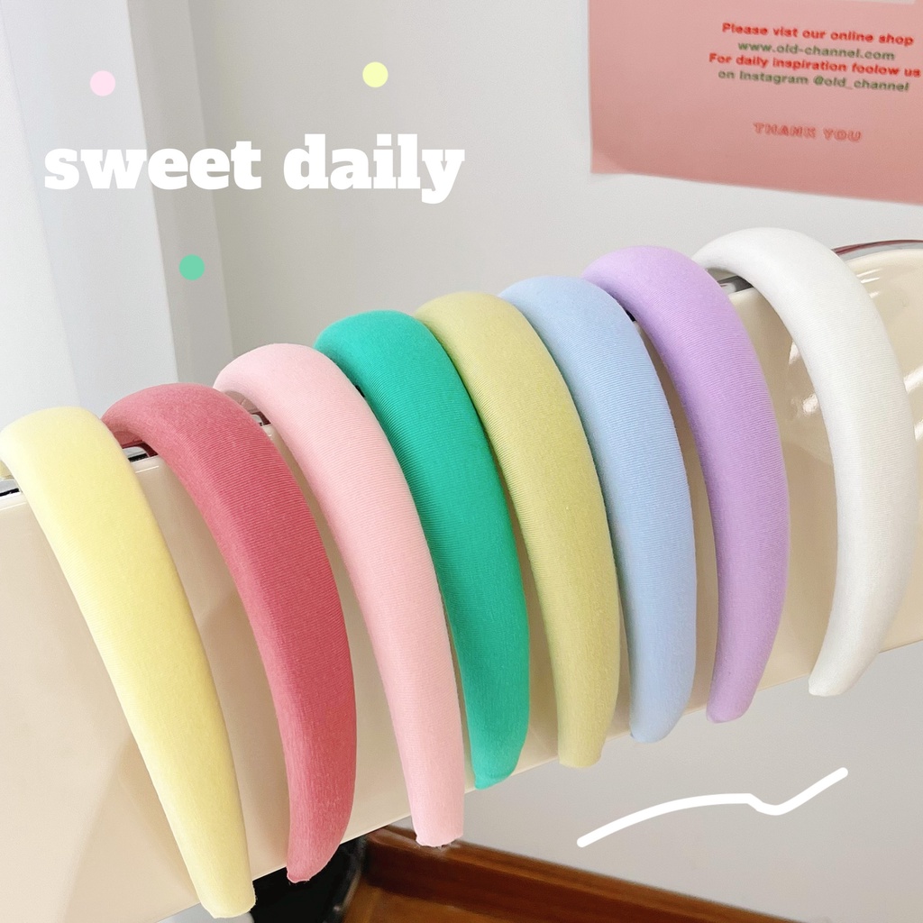 BANDO KAIN WARNA PASTEL PADDED HEADBAND POLOS CLOUD BANDANA KOREA RAMBUT LEBAR HAIR BAND TERANG SOFT KOREAN