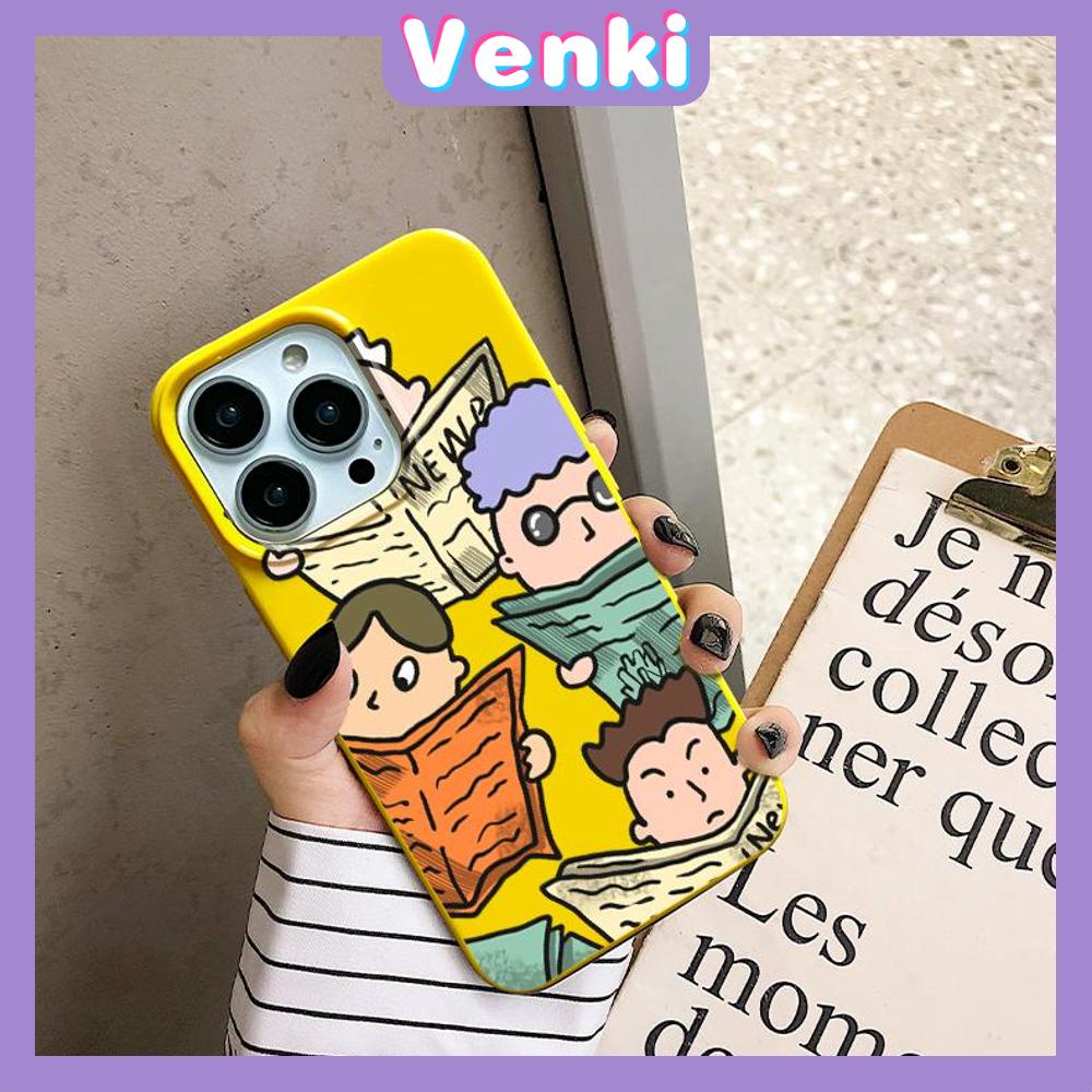 iPhone Case Soft TPU Glossy Yellow Candy Case Reading Newspapers Camera Protection Shockproof For iPhone 14 13 12 11 Pro Max 7 8 Plus X XR