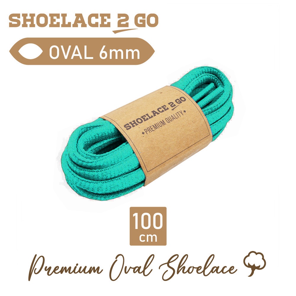 SHOELACE 2 GO PREMIUM TALI SEPATU LONJONG OVAL K1B - GREEN TOSCA - 100CM