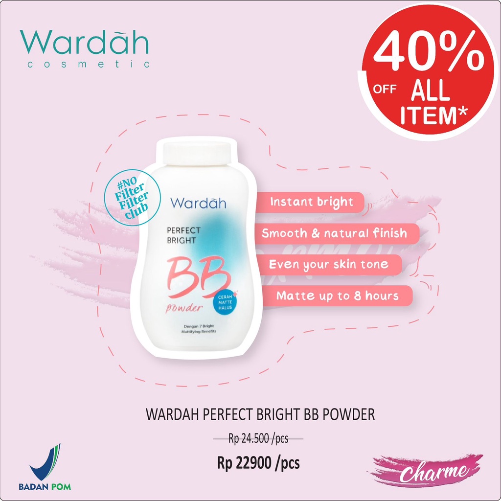 (READY & ORI) Wardah Perfect Bright BB Powder Bedak Tabur 50gr BPOM