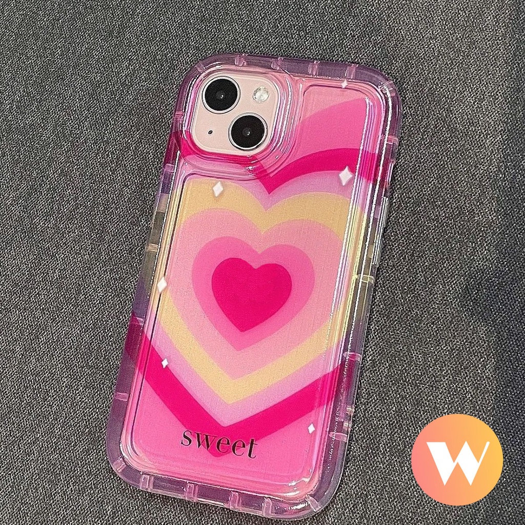 IPHONE Case Kompatibel Untuk Iphone11 13 14 12 Pro MAX XR X XS Max7 8 6 6S Plus SE 2020 Shockproof Airbag Permen Warna Ins Gradasi Cinta Manis Hati Silicon TPU Lembut Penutup Bening