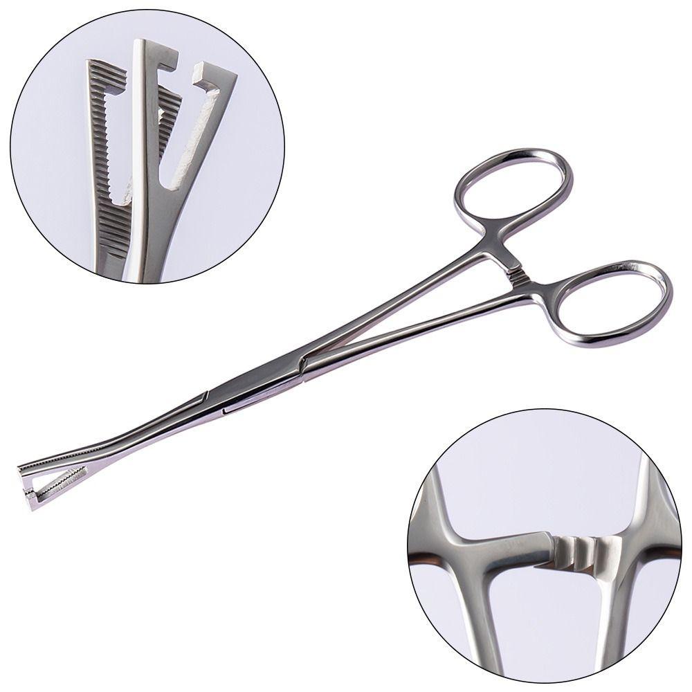 Nickolas1 Penjepit Tindik Stainless Steel Untuk Stud Telinga Untuk Hidung Stud Alat Tindik Tindik Tindik Tubuh Bulat Terbuka Forceps Jarum Pinset Open Triangle Forceps