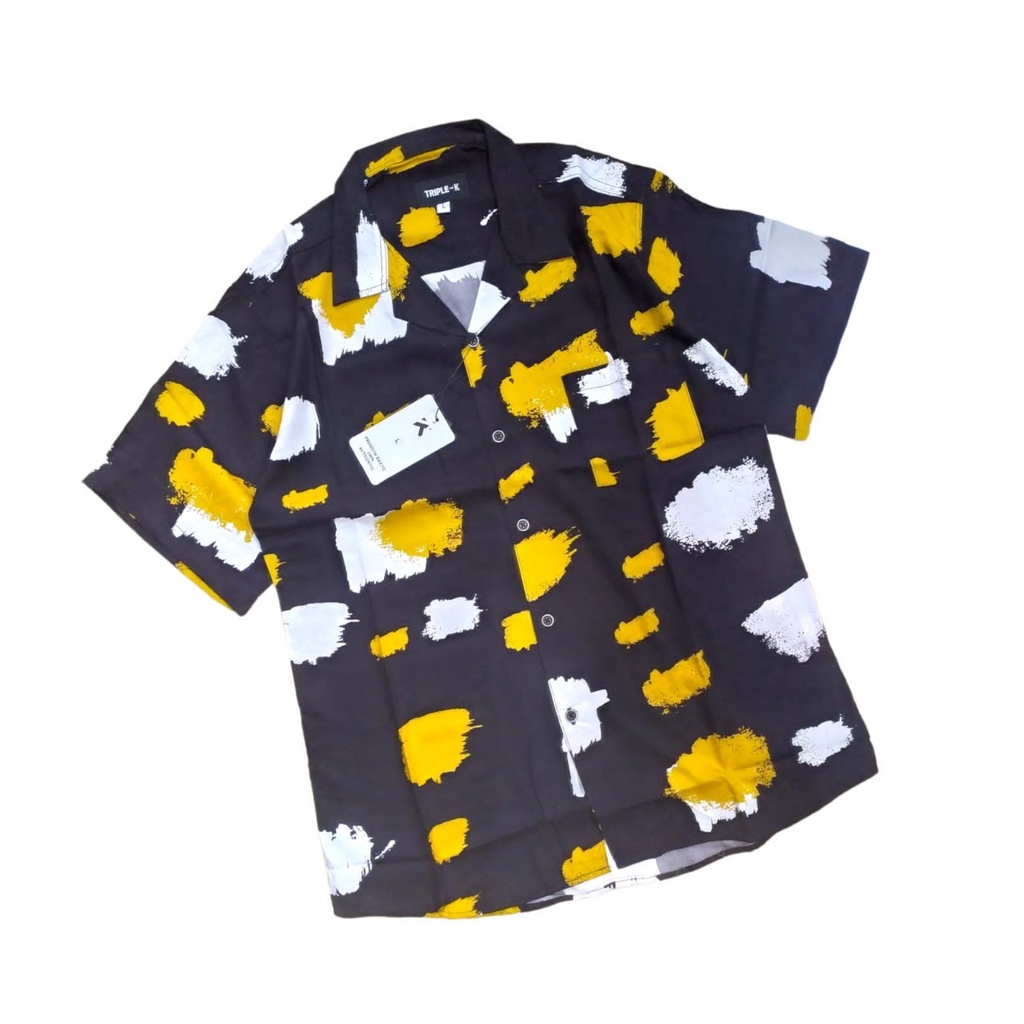 Kemeja Casual Original Pria Abstrak Vintage Lengan Pendek Bahan Rayon Premium Import Adem Kemeja Hawaii Keren Berkualitas