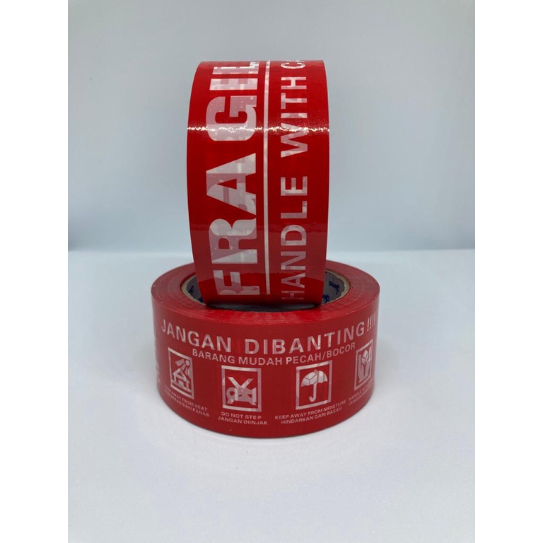 

lakban fragile 48mm 100 yard MERAH PUTIH