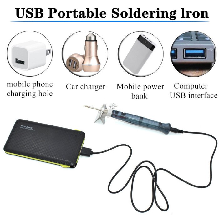 Solder Tangan Portable Power Via USB Soldering Iron 5 Volt 8w /9w