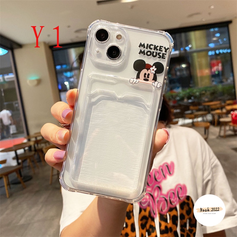 Soft Case Untuk Samsung A73 A53 A33 A23 A32 A72 S22 A52s A12 A13 A02 A20 A02s A03s A50 A50s A30s A10s A22 A52 M22 A30 A71 A51 M32 F22 A03 Core Lucu Minnie Mickey Card Holder