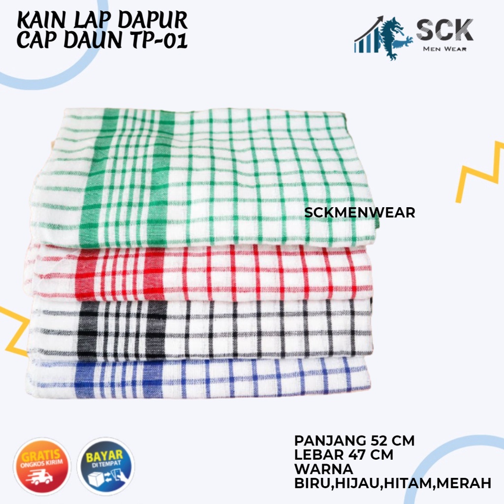 [ISI 3] Serbet CAP DAUN TP-01 / LAP DAPUR MAKAN MOTIF KOTAK KAIN KATUN - sckmenwear GROSIR