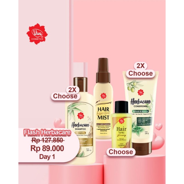 Paket 2 Viva Herbacare Shampoo2 Viva Herbacare Conditioner  1 Viva Hair Tonic 1 Viva Hair Essential Mist