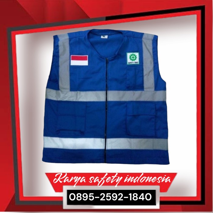 Terlaris Rompi Safety/Rompi Drill Biru/Rompi Proyek Biru