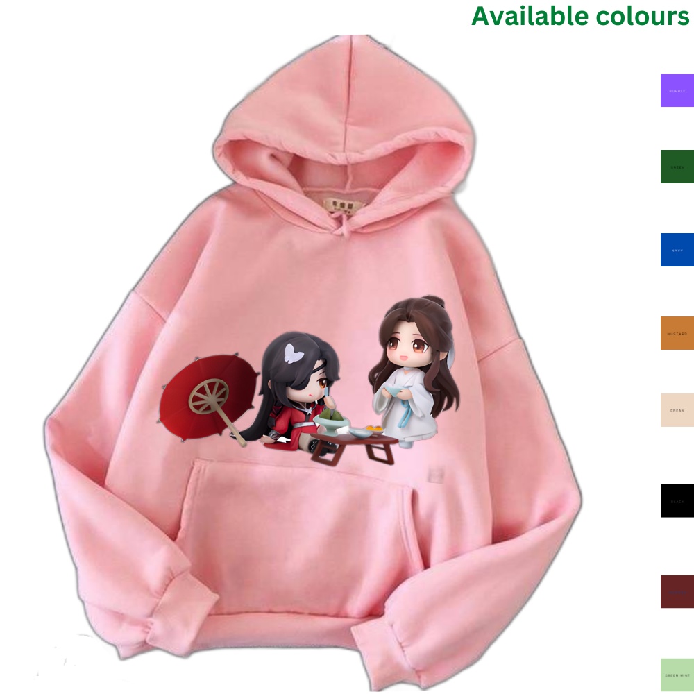 Sweater Hoodie Anak Perempuan Bahan Katun Fleece Premium Anime Anime Xie Lian & Huacheng Q Hudi Anak