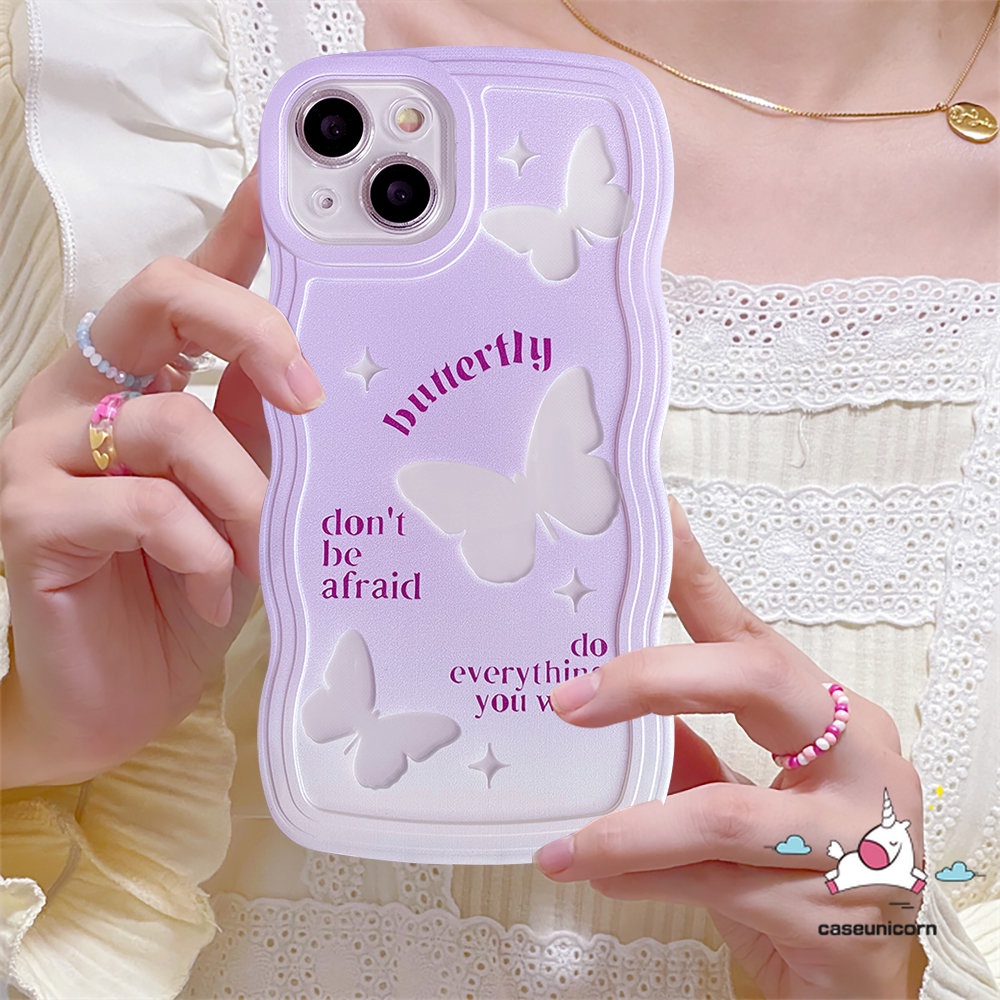 Oppo A95 A17 A57 A15 A17K A78 A16 A96 A54 A7 A74 A12 A16s A5s A55 A76 A1k A77 A3s A5 A9 A16K A77s A53 A52 Reno 8 5F 8T 7Z 6ungu Gradasi Wavy Edge Fantastic Butterfly Soft Case