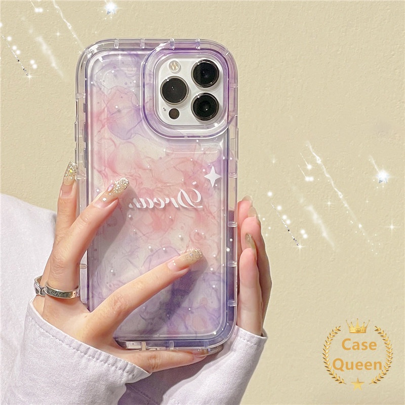 Case Kompatibel Untuk iPhone 7Plus XR X 6Plus 8Plus 11 Pro Max XS Max 13 12 11 14 Pro Max Gradiasi Bintang Bulan Fantasi Langit Berbintang Lembut Tpu Shockproof Airbag Pasangan Ponsel Cover